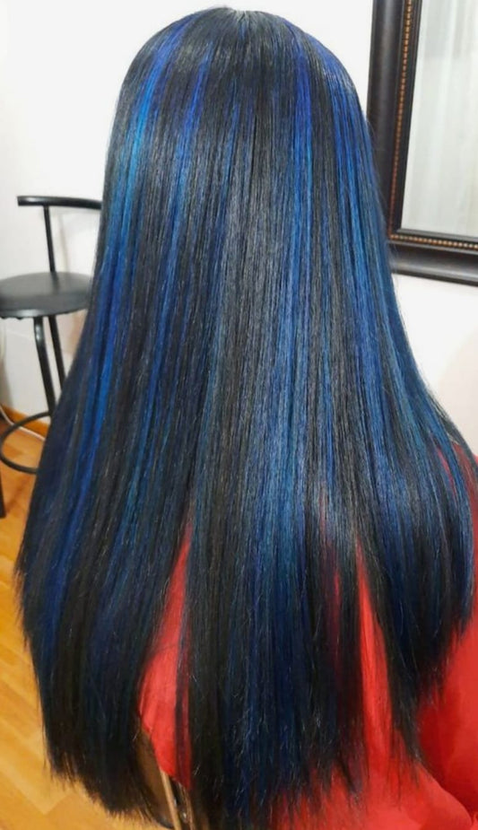 Dark Blue Hair Strands