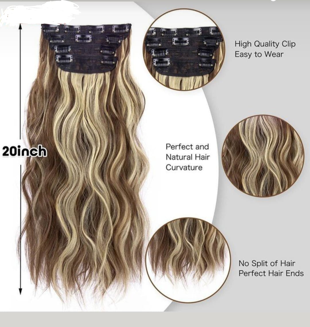 16 Clip In Patch With White Highlights & Light Brown Hair