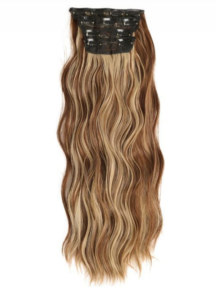 16 Clip In Patch With White Highlights & Light Brown Hair