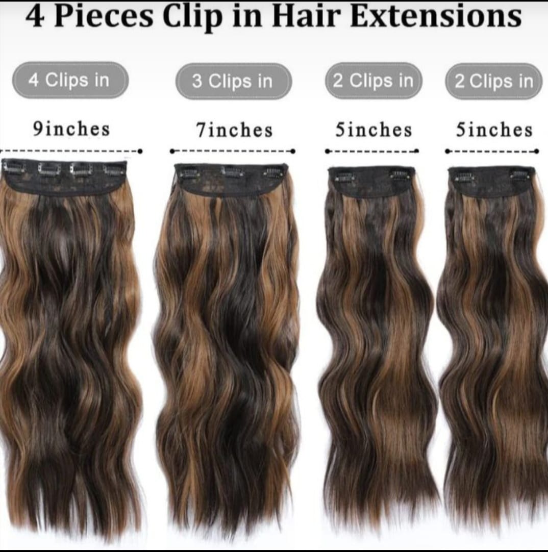 16 Clip In Patch With Caramel Highlights & Dark Brown Hair